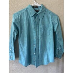 Dockers YOUTH BOYS SMALL SIZE 8 Long Sleeve Button Down Aqua Blue